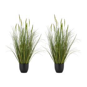 Artificial Grass Plant, 2 Pack 35 inch Cattail Grass in Pot
