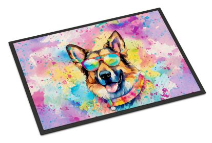 NEW German Shepherd Hippie Dawg Doormat Front Door Mat Indoor Outdoor Rugs for Entryway, Non Slip Washable Low Pile, 18H X 27W