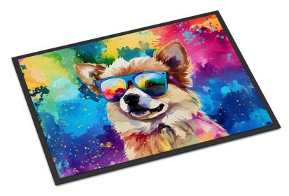 NEW Pomeranian Hippie Dawg Doormat Front Door Mat Indoor Outdoor Rugs for Entryway, Non Slip Washable Low Pile, 18H X 27W