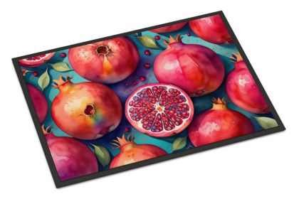 NEW Colorful Pomegranates Doormat Front Door Mat Indoor Outdoor Rugs for Entryway, Non Slip Washable Low Pile, 18H X 27W (Default: Default)