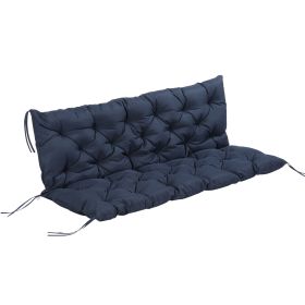 Porch Swing Cushion Garden Bench Cushion with Backrest, Non-Slip 3-Seater Thick Pad, Swing Chair Mat Replacement for Indoor and Outdoor, 59.1" x (Color: Blue)